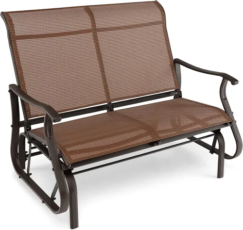 Giantex Silla de banco para exteriores, sofá biplaza extragrande para 2 personas con tela transpirable, marco de acero, capacidad de peso de 660