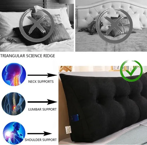 Miniatura 2 de Almohada triangular grande para cabecero, tamaño individual, almohada larga de cuña de color sólido, almohada de lectura de televisión para sofá