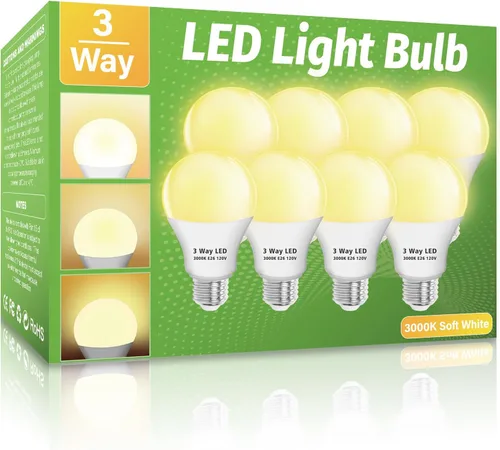 Miniatura 12 de Bombillas LED de 3 Vías Paquete de 2, Bombillas de 3 Vías 30 70 100 Blanco Suave 3000K, Base Media E26 A19 Bombilla de Tres Vías, Bombilla