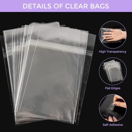 Miniatura 4 de Frametory, paquete de 25 bolsas de plástico transparentes sin ácido de 13 7/16" x 19 1/4", bolsas de cristal autoadhesivas para impresiones de arte