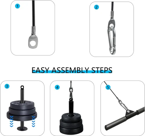 Miniatura 4 de LFJ Replacement Gym Cable with Stopper Ball Fitness Pulley Cable Steel Wire Rope for Cable Machine Home Gym Weight Lift Pulley System Negro