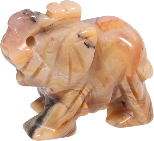 Miniatura 18 de Estatua de cristal de elefante tallada a mano, escultura de animal guardián de oficina en casa, decoración de 1.5 pulgadas, obsidiana negra
