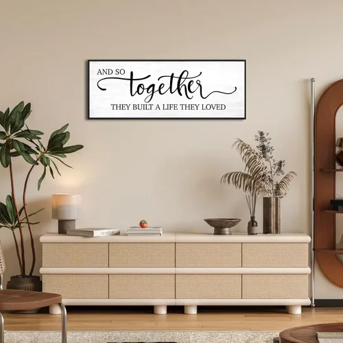 Miniatura 4 de Letrero de pared «And So Together They Built A Life They Loved»: Arte de pared de dormitorio principal de estilo rústico, letrero de dormitorio