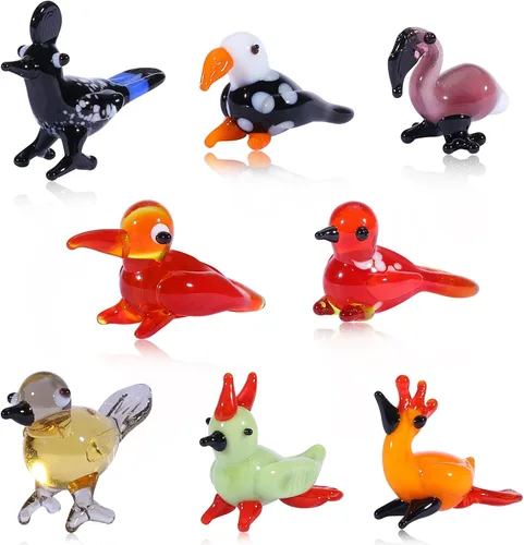Miniatura 9 de 8 piezas de figuras de vidrio soplado a mano - Miniaturas de vidrio del océano: tortuga, tortuga marina, delfín, ballena, estrella de mar, foca, pez