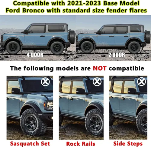 Miniatura 2 de Protectores contra salpicaduras para Ford Bronco 2021-2024, protectores de barro para neumáticos delanteros y traseros, guardabarros para Ford