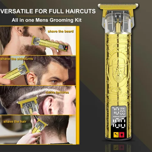 Miniatura 5 de Cortadora de pelo profesional inalámbrica para hombres, juego de cortapelos recargable y recortadora de barba con hoja en T, palanca ajustable