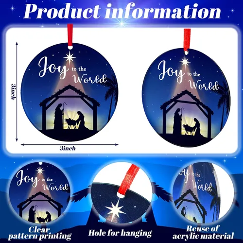 Miniatura 2 de 6 piezas de adornos cristianos de Navidad de acrílico para árbol de Navidad, decoración colgante religiosa, regalo cristiano de recuerdo