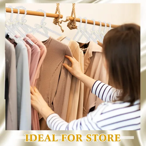Miniatura 4 de Threan 20 piezas de 16 pulgadas de perlas con cuentas de ropa con lazo de lazo de metal elegante ropa estándar para mujer, novia, vestido de boda
