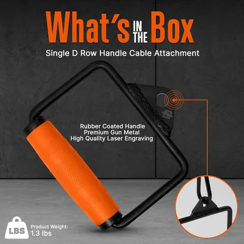Miniatura 2 de SQUATZ Single D Row Handle - Non-Slip Handle Cable Attachment for Weight Workout with 360 Degree Rotational Knuckle, Great for Seated Row Exercises