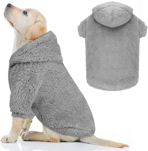 Miniatura 9 de Suéteres de vellón y sherpa para perros pequeños, mullidos, suaves, de doble cara, afelpados, con capucha, negro, XS