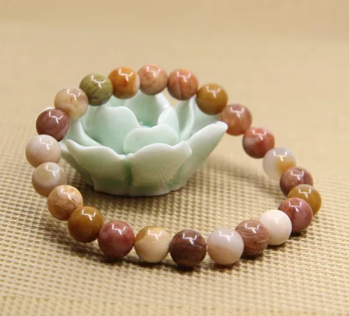 Miniatura 73 de Amandastone Pulsera elástica de cuentas redondas de 0.315 in con piedras preciosas naturales de 7 pulgadas