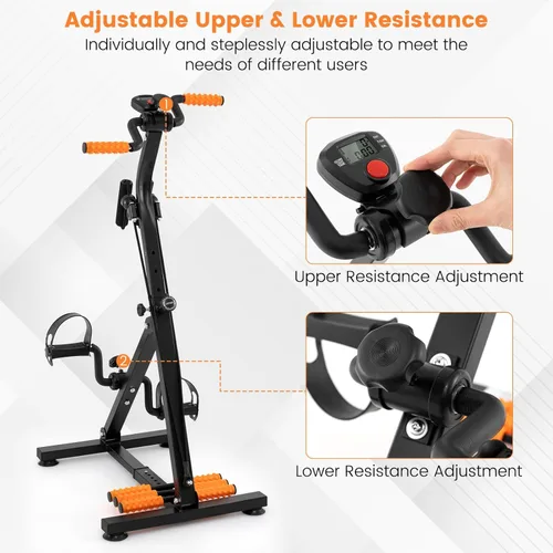 Miniatura 7 de GYMAX Bicicleta de Pedal para Personas Mayores, Máquina de Ejercicio para Brazos, Piernas y Rodillas con Función de Masaje, Monitor LCD, Altura