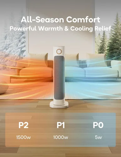 Miniatura 4 de Combo de calentador y ventilador de patio para uso en interiores con 3 niveles de calor, espacio para garaje, patio trasero, interior, calentador