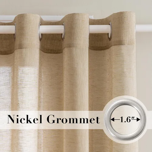 Miniatura 2 de H.VERSAILTEX Cortinas de lino con mezcla de lino para sala de estar/dormitorio, cortinas semitransparentes de privacidad de 84 pulgadas de largo