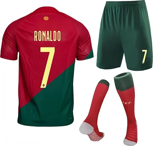 Camiseta de fútbol No. 7, 2023, camiseta para niños y jóvenes, kit de camiseta de camiseta de fútbol Ronaldo para niños