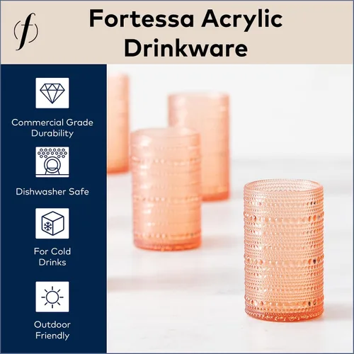 Miniatura 3 de FORTESSA Orbetto - Vasos de plástico con relieve hobnail para exteriores, 13 onzas, vasos de cóctel para bebidas heladas (juego de 4), colección
