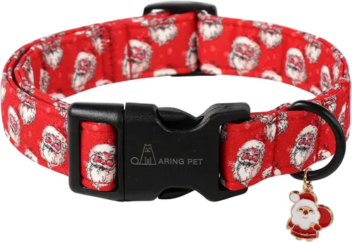 Miniatura 20 de Aring Pet Collar navideño para perro, lindo, ajustable, de algodón, para cachorros, perros pequeños, medianos y grandes, con copos de nieve, rojo Z