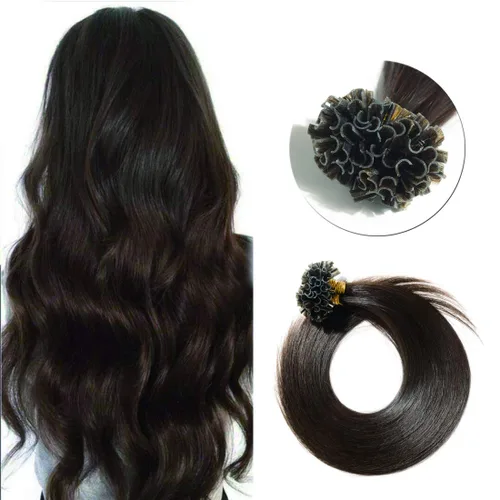 Miniatura 55 de SEGO Extensiones de cabello humano con micro cuentas, extensiones de cabello humano con micro bucle, lacio, natural, fusión fría, 1.76 oz/paquete