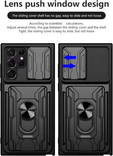 Miniatura 3 de CCSmall Funda para Samsung Galaxy S22 Ultra (no S22) con soporte para tarjetas, funda de protección resistente con anillo magnético, función atril
