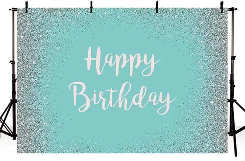 Miniatura 3 de MEHOFOND Fondo de fotos con purpurina plateada y turquesa, accesorios de fondo azul brillante plateado para niña dulce 16 niña feliz cumpleaños
