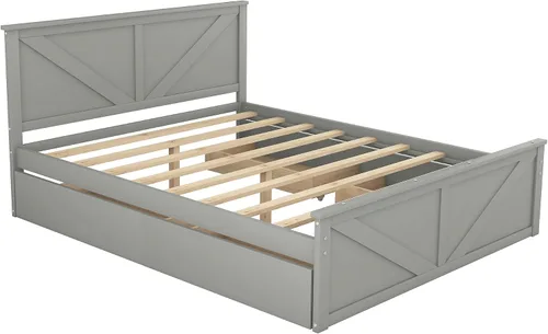 Miniatura 6 de Anwick Cama de plataforma de madera con 4 cajones de almacenamiento, base de cama de plataforma de madera maciza con cabecera y patas de apoyo