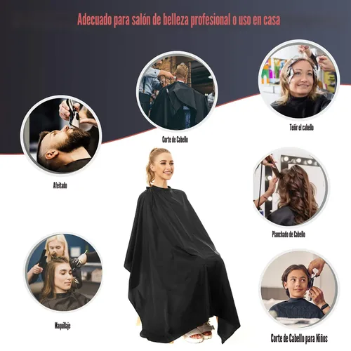 Miniatura 2 de izzycka Capa de peluquería de nailon de 64 x 56 pulgadas, impermeable, para peluquería, corte de pelo grande, para hombres, con cierre de presión