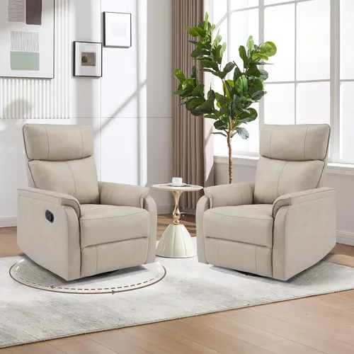 Miniatura 12 de HAOMARKETS Silla reclinable basculante giratoria, sillón reclinable manual de imitación de cuero para adultos, sofá reclinable para cuarto del bebé