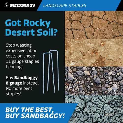 Miniatura 4 de Sandbaggy Grapas de césped para paisaje de 6 pulgadas (acero calibre 8) Ideal para suelos duros y rocosos 40% más grueso que el calibre 11