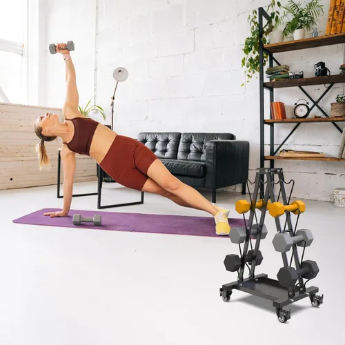 Miniatura 8 de Kipika Soporte para Mancuernas de Servicio Pesado de 3 Niveles Multifuncional, Soporte de Peso para Mancuernas, Equipo de Gimnasio en Casa, Adecuado