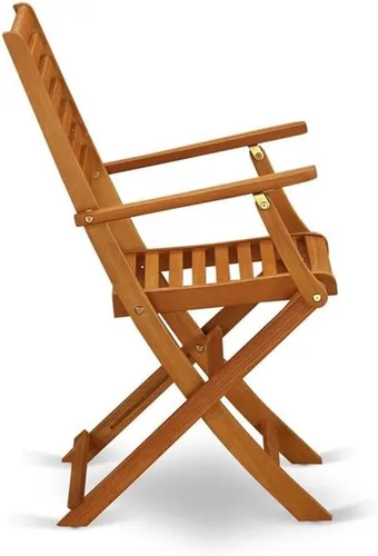 Miniatura 6 de East West Furniture BBSCANA Beasley - Sillas de comedor plegables para patio con reposabrazos, madera de acacia, juego de 2, aceite natural