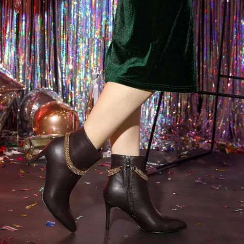 Miniatura 2 de Allegra K Botines de tacón de aguja puntiagudo para mujer, M