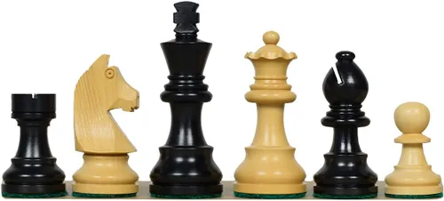 Tournament Series Staunton Piezas de ajedrez con caballero alemán en boj ebonizado y boj - Rey ponderado de 3 pulgadas | Juego de ajedrez de lujo
