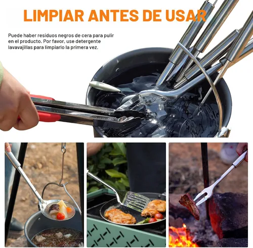 Miniatura 5 de Gaialoop Juego Portátil de Utensilios de Cocina para Acampar, Equipo de Cocina de Campamento y de Fogata, Esenciales para RV, Accesorios Imperdibles