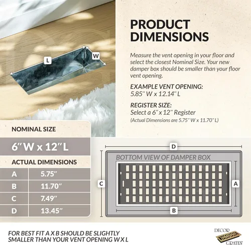 Miniatura 4 de Decor Grates SPH612-RB Registro de piso, 6x12, acabado bronce frotado