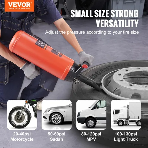 Miniatura 2 de VEVOR Asiento para neumáticos, 2.4 gal/9 L Inflador de neumáticos de aire, 150 PSI Herramienta de inflador de neumáticos portátil de mano, 87-116