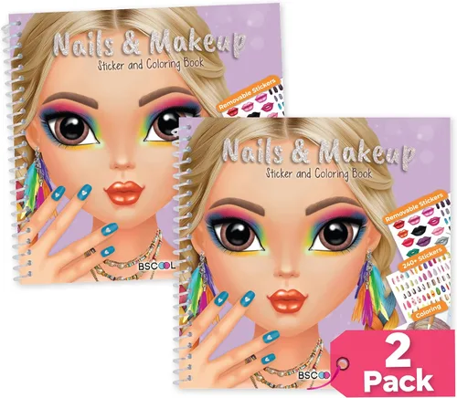 Miniatura 11 de BSCOOL Nails Studio Learn to Design Nails Activity Book for Girls Ages 5+ – 2 Pack – Nail Art Sticker Design Book with Guides – Creative Birthday