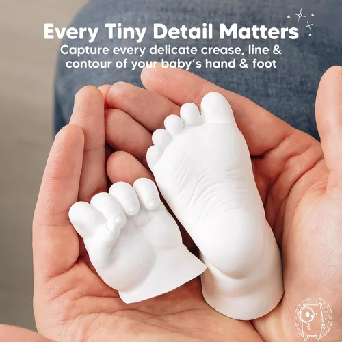 Miniatura 4 de KeaBabies Kit de Moldeado para Bebé de Manos y Pies - Kit de Moldeado de Manos 3D para Recién Nacidos y Elegante Base de Madera, Moldes de Pies Gris