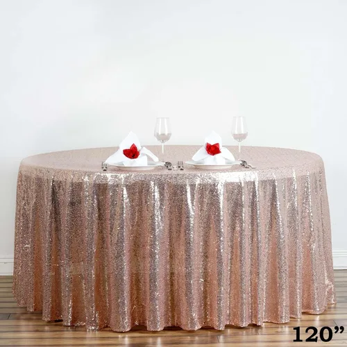 Miniatura 20 de Tableclothsfactory Luxury Collection - Manteles redondos de lentejuelas de 108 pulgadas, color dorado