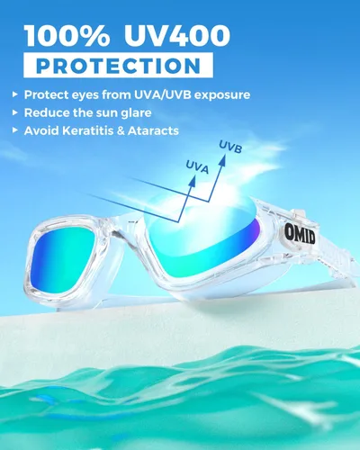 Miniatura 3 de OMID - Gafas de natación polarizadas P2, gafas antivaho para natación para hombres y mujeres adultas Lente dorada con montura transparente A2-all