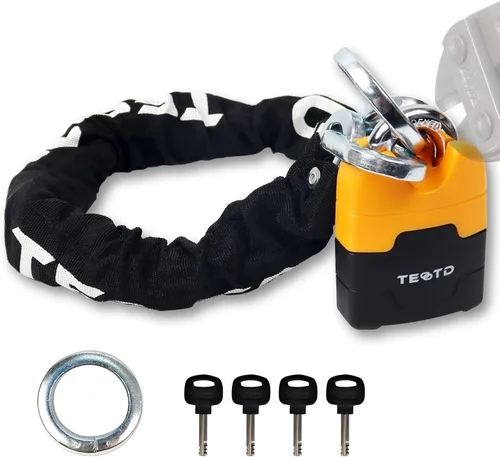 Candado de cadena antirrobo de alta resistencia para motocicleta, 3 pies de largo, cadena de 0.394 in de grosor con cerradura de color brillante, 4