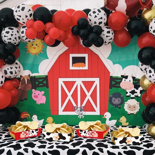 Miniatura 2 de 24 piezas de suministros de fiesta de aperitivos de animales de granja, bandejas de comida de granja para fiesta de cumpleaños de granero
