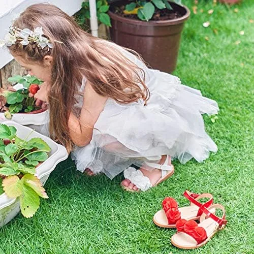 Miniatura 2 de Felix & Flora Sandalias planas de goma suave para niñas pequeñas, zapatos de verano para niña de las flores.