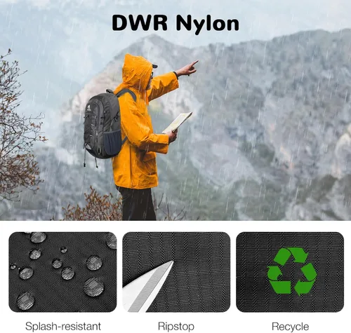 Miniatura 4 de Mochila de senderismo pequeña de 25 L con correa para el pecho para hombres y mujeres, mochila de viaje impermeable, mochila de viaje ligera Negro