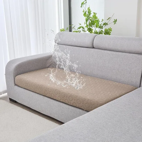 Miniatura 40 de Genina Fundas de cojín para sofá impermeables, fundas elásticas para sofá seccional, funda de cojín lavable, antideslizante, con parte inferior