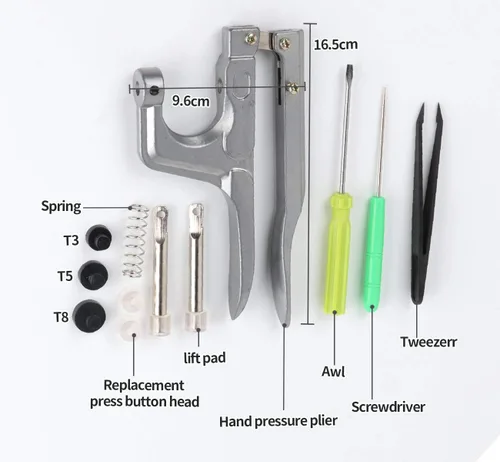 Miniatura 4 de Kit de botón de presión Lemonfilter con alicates de presión, 400 juegos de cierre de botón T5 de plástico sin costura, broches de presión