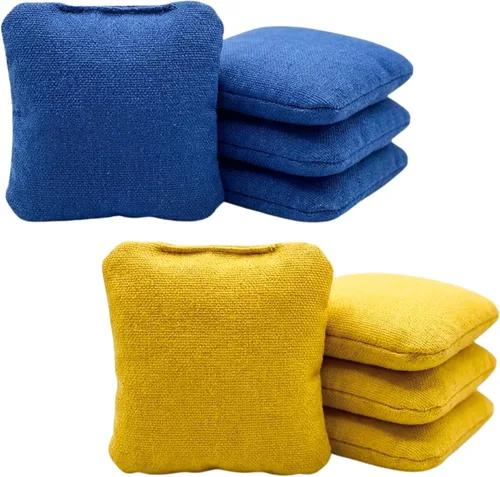 Miniatura 22 de Bolsas Profesionales de Cornhole de Doble Cara - 16 oz 6x6 con Relleno de Resina Premium - Bolsas de Frijoles Pro de Torneo Oficial Rojo/real