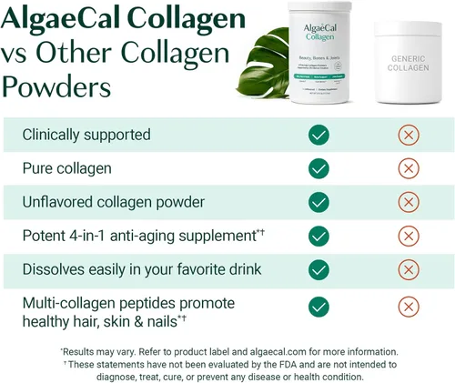 Miniatura 2 de ALGAECAL Paquete de calcio y colágeno: colágeno hidrolizado completo con verisol, fortibone y fortigel, más vitamina D3, K2, magnesio y minerales