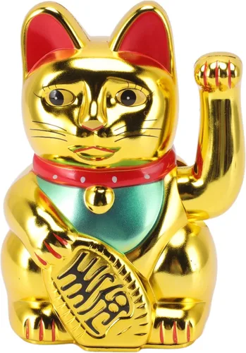 Miniatura 10 de Lucky Fortune Cat, gato de la suerte japonés con brazo agitado, figura de gato de buena suerte de Feng Shui, funciona con pilas, adorno