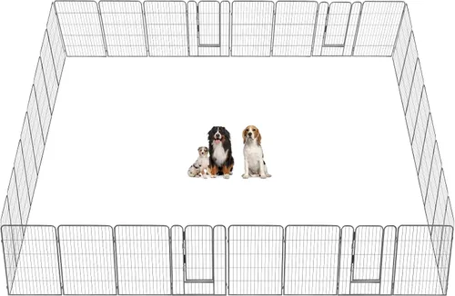 Miniatura 8 de Corralito plegable de metal para perros con puerta de puerta, valla de metal resistente para animales pequeños, perrera para exteriores