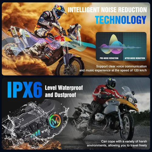 Miniatura 5 de Auriculares para casco de motocicleta FEYA con alta duración de batería, auriculares para casco IPX6, respuesta/llamada automática, control